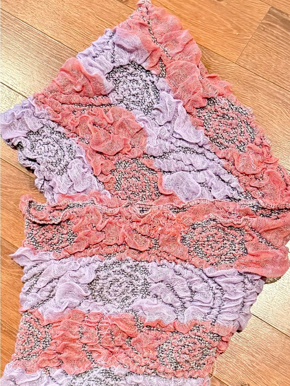 Cynthia Rowley Floral Lace Multicolor Infinity Scarf - Pink & Lavender